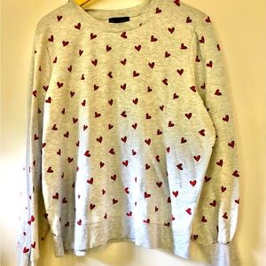 Cynthia Rowley Hearts Galentine Valentine Pullover Gray Sweatshirt Size XL